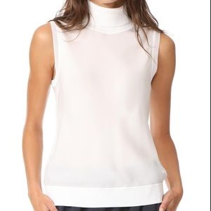 💕SOLD💕Theory ivory 100% silk sleeveless turtleneck top